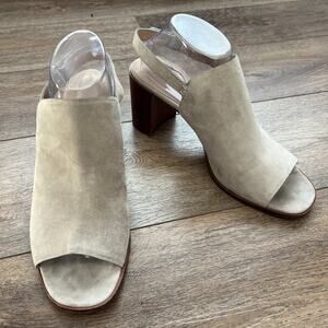 J. Jill Sling Back Sandals Womens 11 Gray Suede Block Heel Adjustable Strap